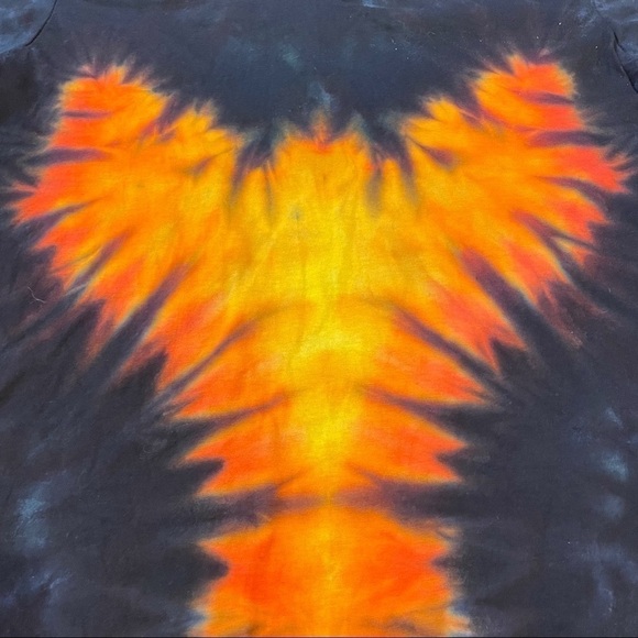 tie dye v-neck t-shirt phoenix rising from the flames unisex size S - Picture 2 of 5